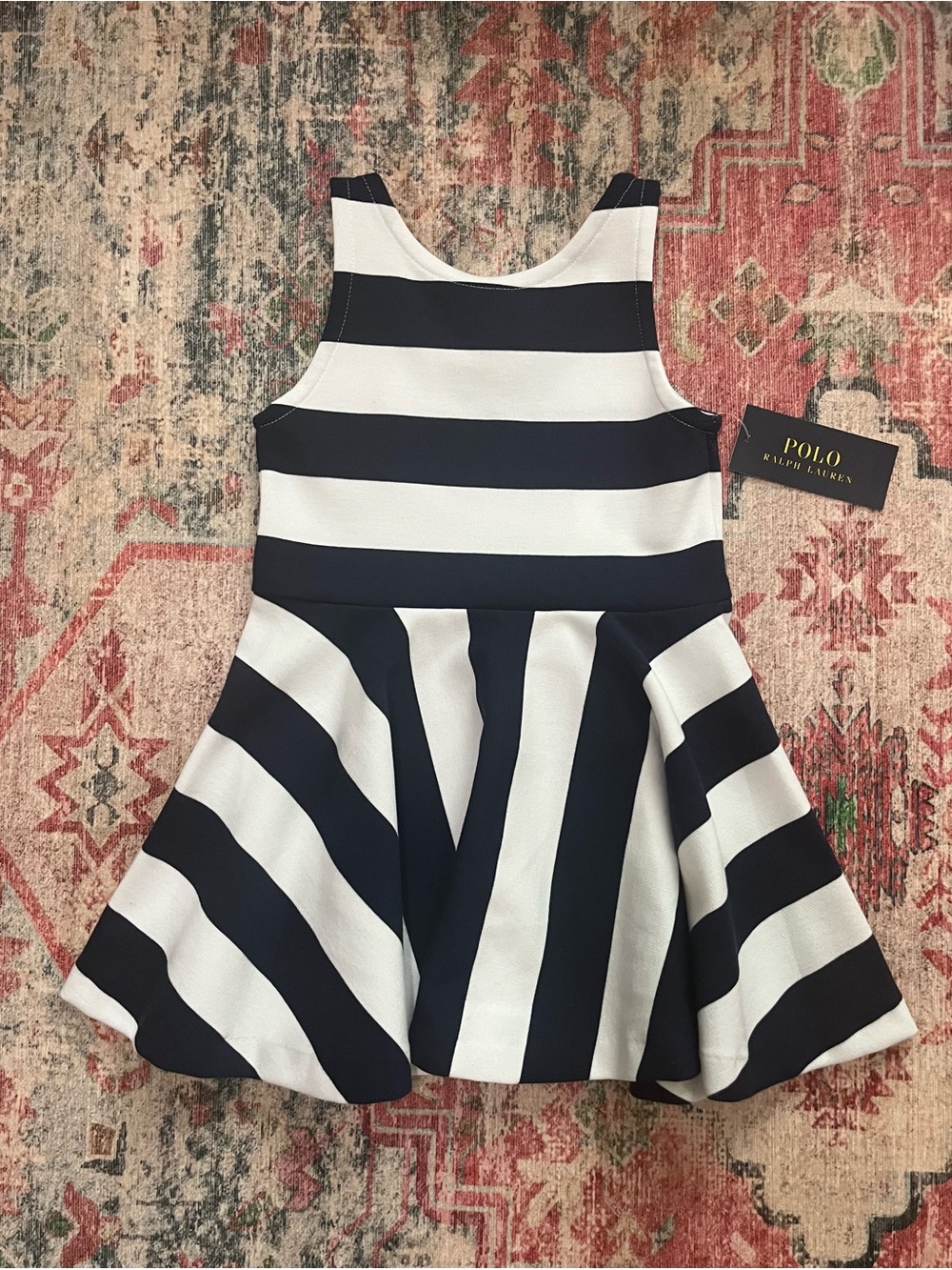 Polo by Ralph Lauren Navy and White Striped Tank Skater Dress